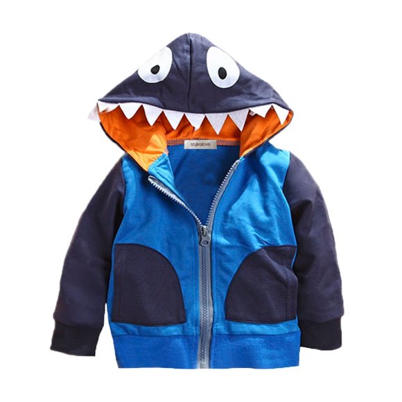 Blue Shark Little Boy Hooded Jacket - Picture 1 of 3